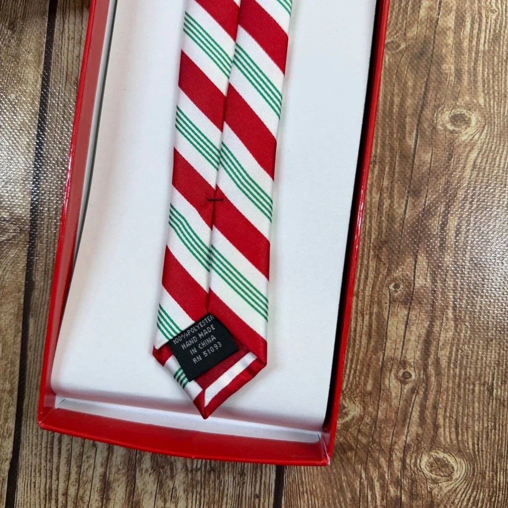 Candy Cane Collection Striped Necktie Mens One Size Red White Green Holiday